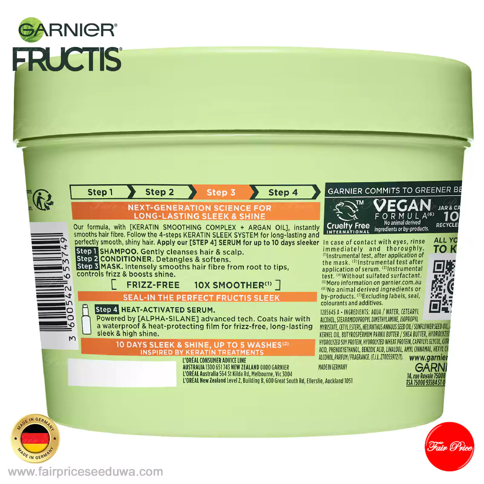 Garnier Fructis Keratin Sleek Hair Mask 370ml - Image 2