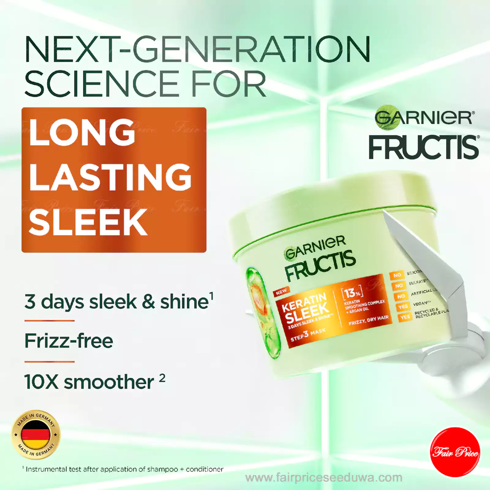 Garnier Fructis Keratin Sleek Hair Mask 370ml - Image 3