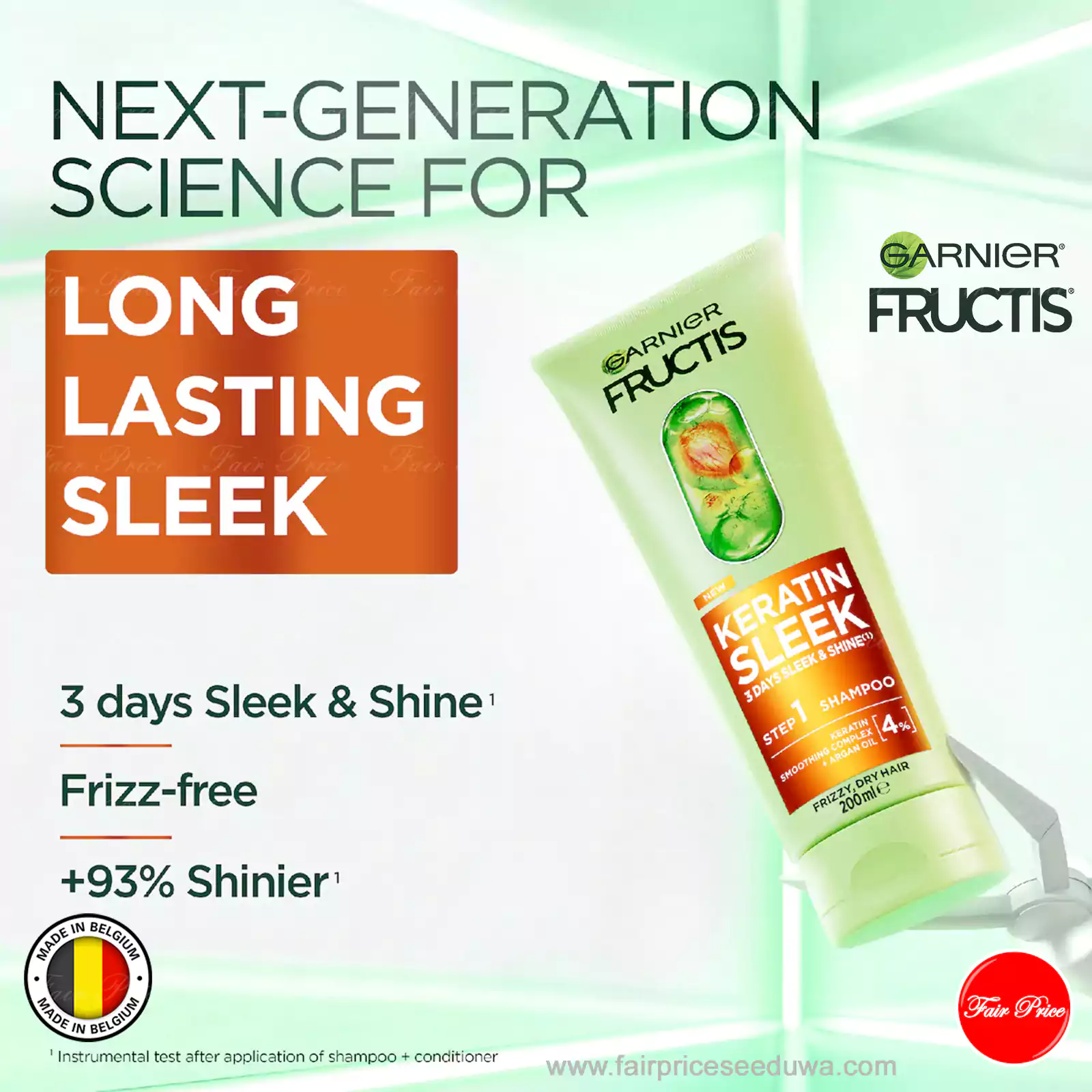 Garnier Fructis Keratin Sleek Shampoo & Conditioner 200ml (Set) - Image 4