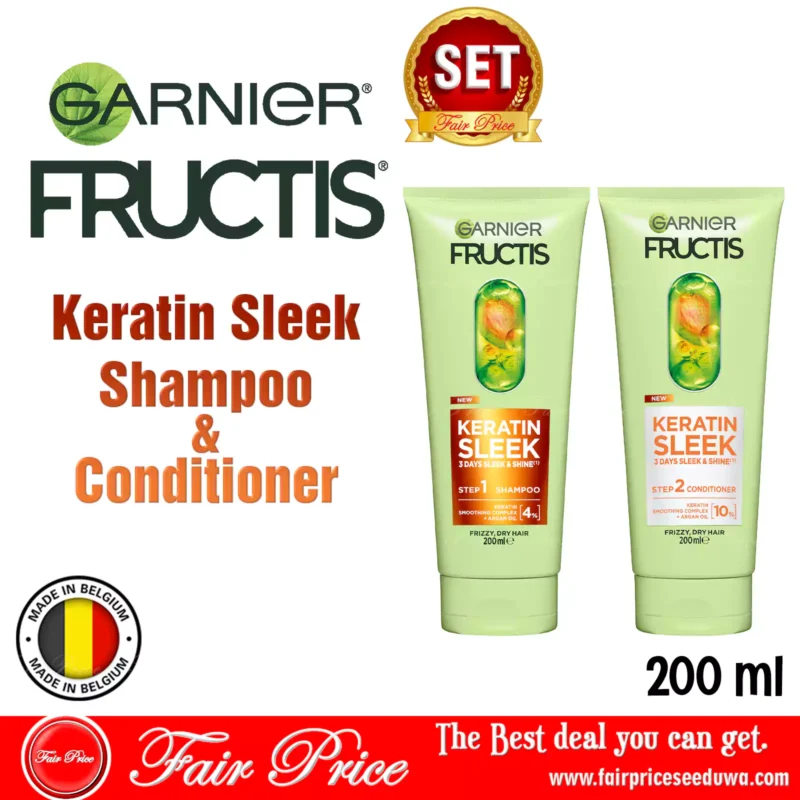 Garnier Fructis Keratin Sleek Shampoo & Conditioner 200ml (Set)