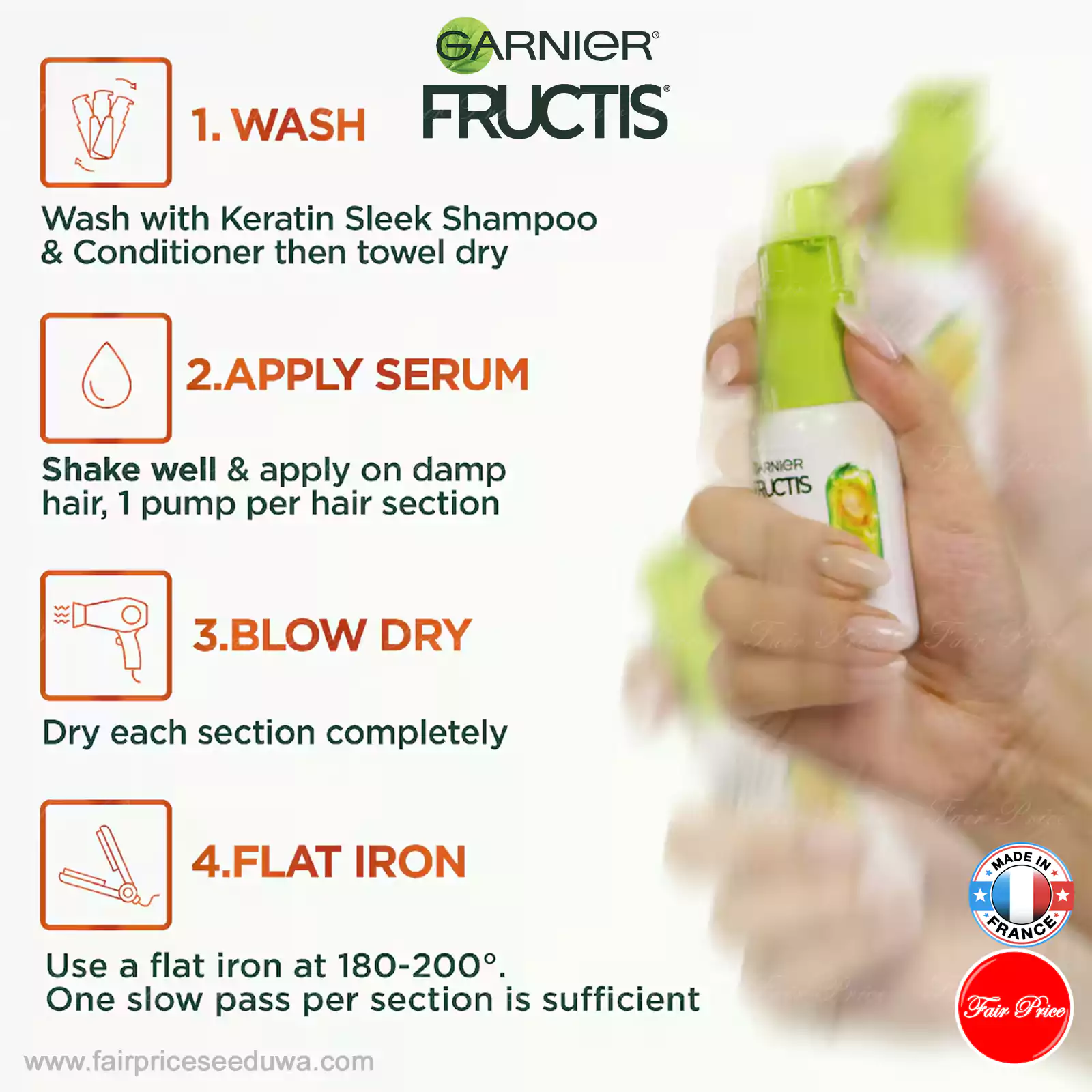 Garnier Fructis Keratin Sleek & Stay Serum 50ml - Image 5