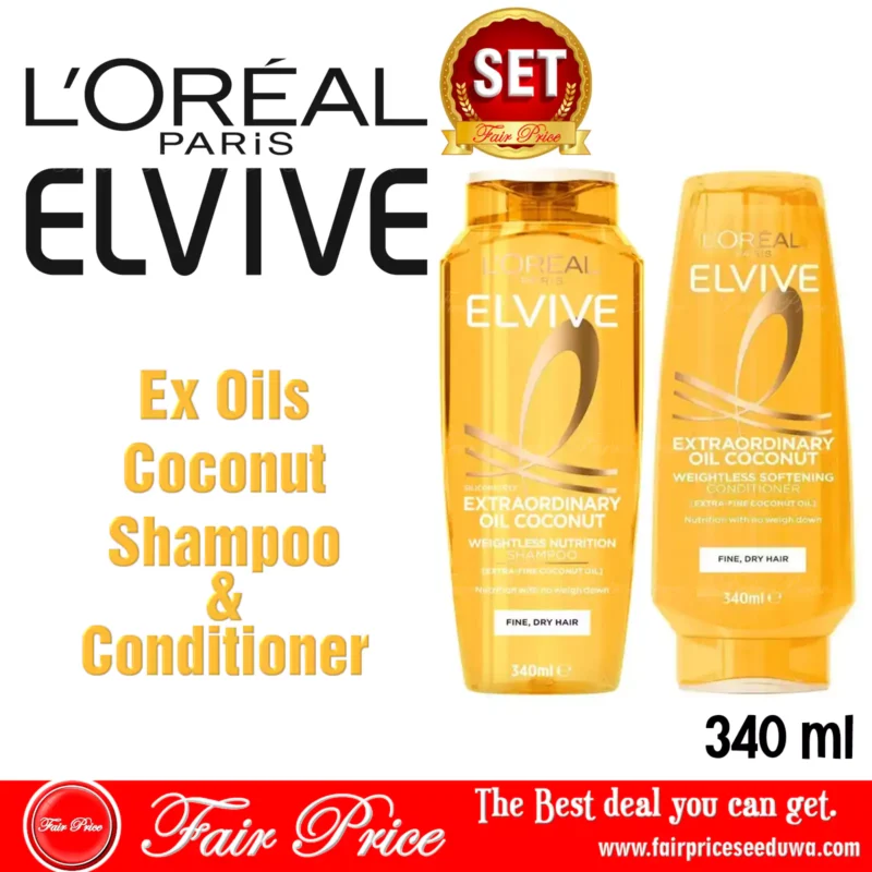 LOreal Elvive Ex Oils Coconut Shampoo & Conditioner 340ml (Set)