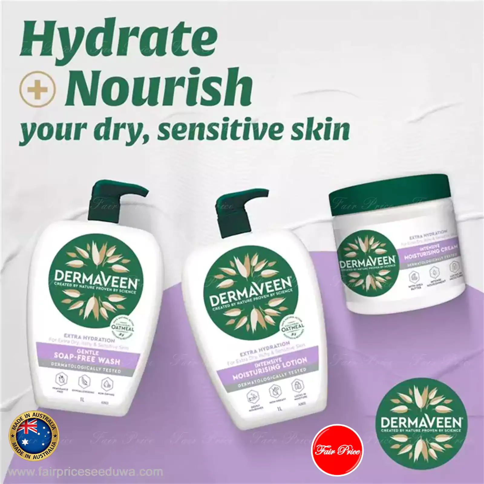 DermaVeen Extra Hydration Gentle Soap Free Wash 1.25L Exclusive Size - Image 4