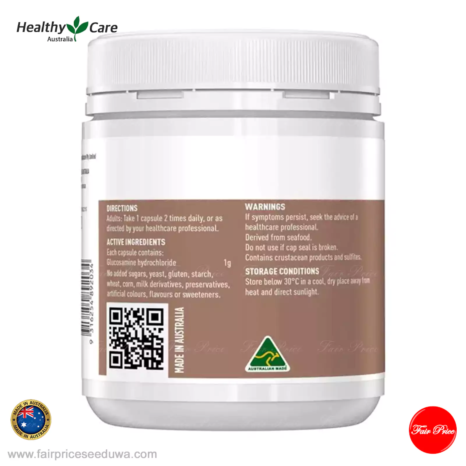 Healthy Care Glucosamine HCL 1000mg 200 Capsules - Image 3